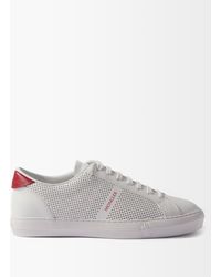 Moncler New Monaco Perforated Leather Sneakers in White for Men | Lyst
