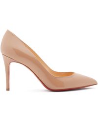 Christian Louboutin Womens Nude 6248 Pigalle 85 Patent Calf 35.5 - Natural