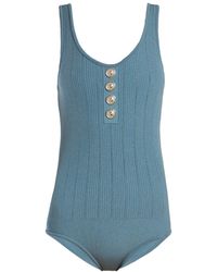 Balmain Rib Knitted Bodysuit - Blue