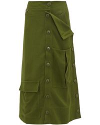 Jacquemus Monceau Patch-pocket Canvas Midi Skirt - Green