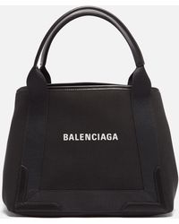 Balenciaga Cabas Canvas Tote Bag in Black | Lyst