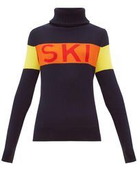 Perfect Moment Ski-intarsia Roll-neck Wool Sweater - Blue