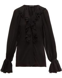 Etro Blouse en mousseline de soie à volants Devon - Noir