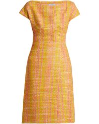 Prada Tweed Bouclé Midi Dress - Yellow