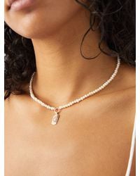 Diane Kordas Evil Eye Diamond, Pearl & 14kt Rose-gold Necklace - Metallic