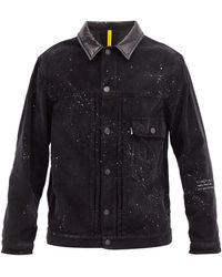 7 MONCLER FRAGMENT Sal Logo-print Painted Cotton-corduroy Jacket - Black