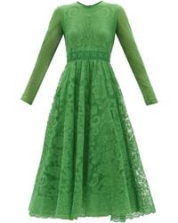 Giambattista Valli Pleated Lace Midi Dress - Green
