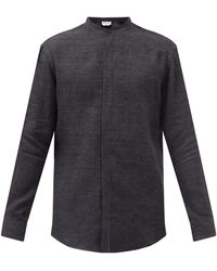 Gabriela Hearst Ollie Band-collar Linen-flannel Shirt - Gray