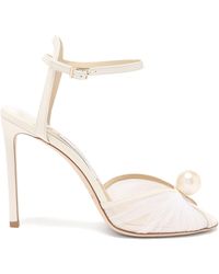 Jimmy Choo Sacora 100 Faux-pearl Tulle Sandals - White