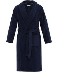 Calvin Klein Logo-jacquard Cotton-terry Bathrobe - Blue