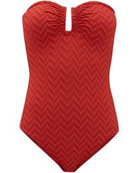 Eres Cassiopée Duni Strapless Woven-effect Swimsuit - Red