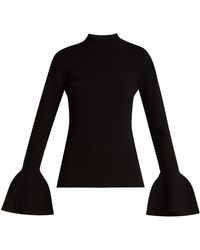 Diane von Furstenberg Bell-cuff Stretch-knit Jumper - Black