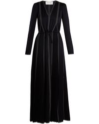 Valentino V-neck Long-sleeved Hammered-satin Dress - Blue