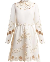 Valentino Floral Piping-embellished Crepe Midi Dress - White