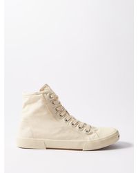 Balenciaga Paris Distressed Canvas Trainers in Black for Men | Lyst