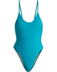 Adriana Degreas Le Fleur High-leg Swimsuit - Blue