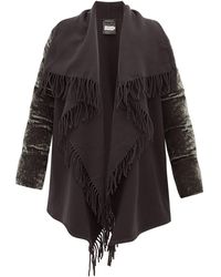 Moncler Manteau à franges en velours matelassé Mantella - Gris