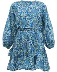 RHODE Ella Printed Cotton Mini Dress - Blue