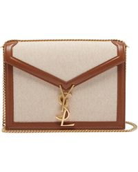 Saint Laurent Cassandra Canvas And Leather Shoulder Bag - Brown