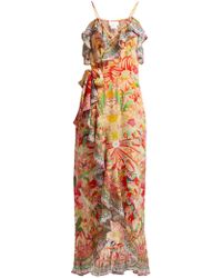 Camilla Kimono Kisses Print Silk Midi Dress - Multicolor