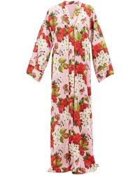 Dolce & Gabbana Geranium-Print Seidenmischung Charmeuse Kaftan Damen Gelb Multi - Rot