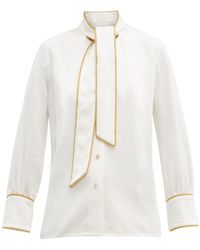 Peter Pilotto Tie-neck Satin Blouse - White