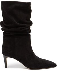 Paris Texas Slouchy Suede Knee-high Boots - Black