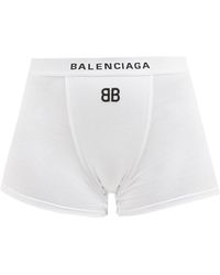 Balenciaga Logo-print Cotton-jersey Boxer Shorts - White