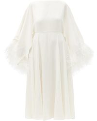 Valentino Feather-trimmed Silk-georgette Midi Dress - White