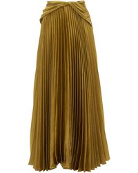 Peter Pilotto Draped-waist Pleated Satin Maxi Skirt - Metallic
