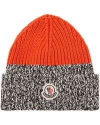 Moncler Logo-patch Two-tone Beanie Hat - Red