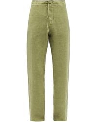 120% Lino Linen-hopsack Slim-leg Suit Pants - Green
