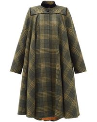 Gucci Velvet-collar Checked-wool Cape Coat - Grey