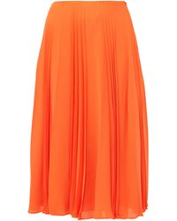 Valentino Pleated Silk-georgette Midi Skirt - Orange