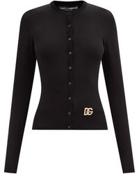 Dolce & Gabbana Logo-appliqué Jersey Cardigan - Black