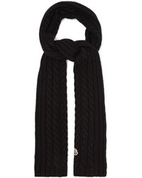 Moncler Écharpe en maille de laine torsadée - Noir