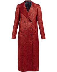 Blazé Milano Billy Double-breasted Leopard-print Satin Coat - Red