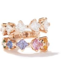 Diane Kordas Rainbow Diamond, Sapphire & 18kt Gold Ear Cuff - Metallic