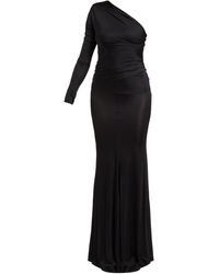 Alexandre Vauthier One-shoulder Ruched Fishtail-hem Dress - Black