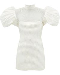 richard quinn navy one shoulder dress