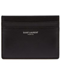 Saint Laurent Leather Square Logo Print Cardholder in Black for Men - Save  36% | Lyst