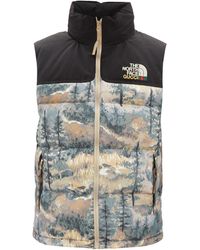 Gucci X The North Face Printed Down Gilet - Black