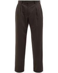 AURALEE Pleated Wool-flannel Wide-leg Pants - Brown
