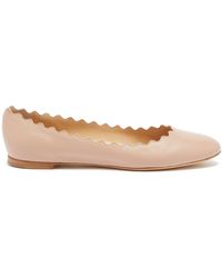 Chloé Lauren Scalloped Leather Ballet Flats - Pink