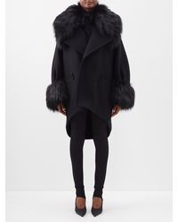 Womens Clothing Coats Fur coats Saint Laurent Faux Fur Coat in Black 