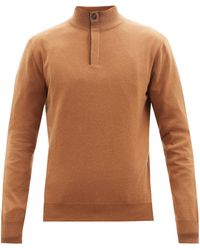 Ermenegildo Zegna Zipped High-neck Cashmere Sweater - Brown