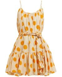 RHODE Nala Belted Marigold-print Cotton Dress - Orange