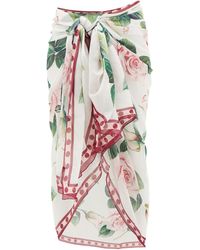 Dolce & Gabbana Sarong en crêpe de soie à imprimé roses - Multicolore