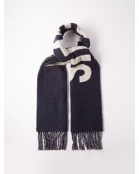 Womens Mens Accessories Mens Hats Jacquemus Wool Lécharpe Jacquard-logo Scarf in Blue Save 11% 