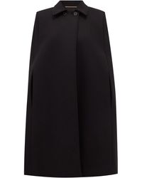 Saint Laurent Point Collar Wool-twill Cape - Black